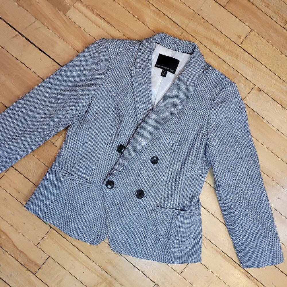 Banana Republic Blue White Check Blazer Jacket 2P
